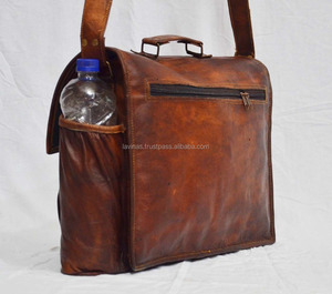 Real <b>Leather</b> Vintage <b>Brown</b> <b>Bag</b> Handmade <b>Laptop</b> <b>Bag</b> Satchel Sling Messenger <b>Bag</b> From India - Product Image 2