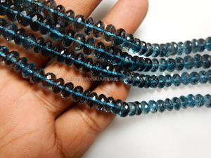 Venta al por mayor AAA grado Natural Londres Topacio Azul Rondelle Beads 5MM facetado piedras preciosas hebras piedra suelta para la elaboración - Product Image 3