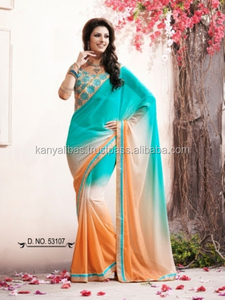 Ropa India y Pakistaní de Alta Calidad, Muy Vendida, Georgette Crush Salwar Kameez con Bordado Zari Dorado y Pedrería de Cachemira - Product Image 3