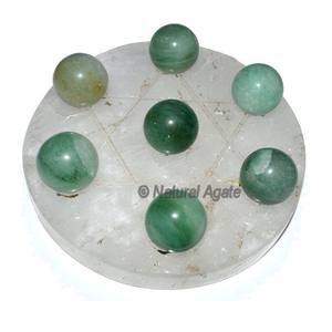 Pyramide Aventurine verte. 7 chapelet, 4mm de côté, avec Base en Agate noire, anneau d'aventurine verte, étoile de David - Product Image 2