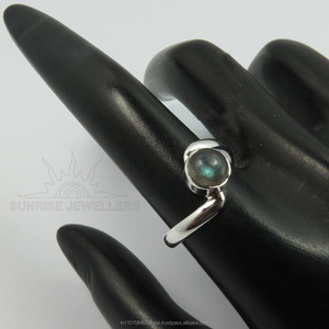 Pur 925 solide argent Sterling véritable Labradorite rond Cabochon pierres précieuses Style Antique anneau chaque taille lunette ensemble bijoux fins - Product Image 3