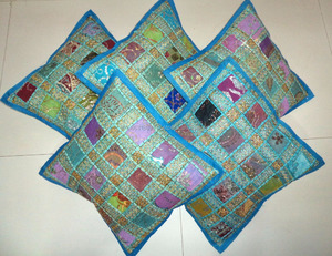 Housse de coussin brodée Art indien ethnique vintage taie d'oreiller carrée impression Patchwork housse de coussin décorative - Product Image 6