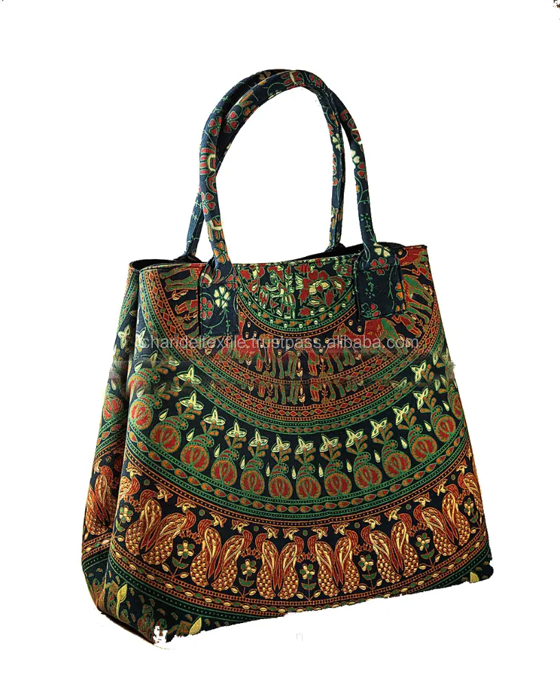 Green Mandala Handmade Mandala Bag Ladies Tote Purse Carry Hand bag handmade mandala tote bag Women Shoulder Messenger Indian