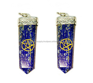 Pendentif en argent gravé pentagramme chrétien tendance, pendentifs en pierres précieuses, pendentifs en pierre gravés OEM - Product Image 2