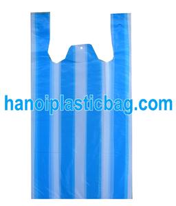 candy <b>stripe</b> <b>blue</b>/<b>white</b> HDPE t-shirt bag 12micron - Product Image 2