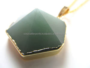 สร้อยคอจิวเวลรี่ชั้นดีชุบทองอัญมณีอะเวนจูรีนสีเขียวธรรมชาติจี้และเสน่ห์ - Product Image 2