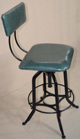 Tabouret de bar industriel vintage avec siège en cuir, comptoir de bar, café, restaurant, bar à domicile, hôtellerie, tabouret haut