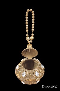 กระเป๋าคลัทช์โลหะงานแฮนด์เมด1036A สำหรับผู้หญิงงานหินแฟชั่นประดับลูกปัดเงินสีทองงานปาร์ตี้พระจันทร์ครึ่งดวง - Product Image 3