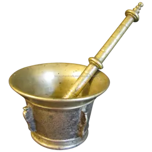 Mortier et pilon en laiton massif, mortier et pilon antiques, mortier et pilon de grande taille - Product Image 1