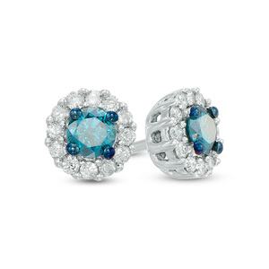 Boucles d'oreilles en diamant bleu véritable - Product Image 1
