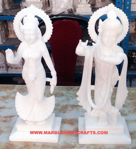 Standing Makrana Marble Krishna Radha Statue - Product Image 1