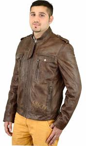 Veste en cuir pour homme, style décontracté semi-formel, tendance, col montant, logo frontal, durable et confortable - Product Image 6
