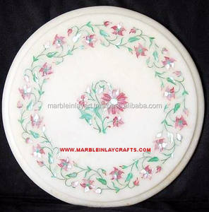 Table à manger en marbre avec incrustation de marbre, Table à manger - Product Image 1