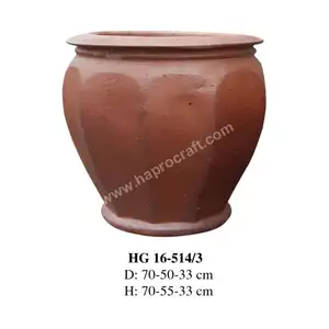 Nouveau pot de fleurs en argile brune de Vietnamfor en gros, pots de fleurs en plein air (HG 16 - 514/2)