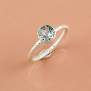 อัญมณีธรรมชาติ925แหวนซ้อนเงินสเตอริง, เครื่องประดับพลอยบุษราคัมสีฟ้าเหลี่ยมเพชรพลอยธรรมชาติ, เครื่องประดับเงินที่ทำด้วยมืออย่างดี - Product Image 1