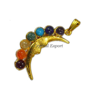 Golden <b>Sleeping</b> Moon Chakra Pendants - Moon Pendant <b>Light</b> - Product Image 1