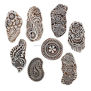 บล็อกการพิมพ์ลายไม้ลายดอกไม้วินเทจสำหรับงานหัตถกรรมบล็อกการพิมพ์สิ่งทอไม้ - Product Image 1