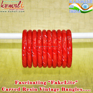 ดอกไม้การออกแบบบางสีเหลืองเรซิ่น Fakelite Bakelite เครื่องประดับสร้อยข้อมือวินเทจ - Product Image 6