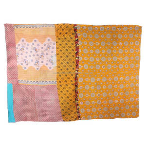 Indio Reversible cosido a mano pesado Kantha edredón Gudari GD078 viejo Sari manta parche trabajo algodón relleno Kantha edredón Gudari - Product Image 2