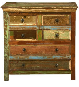 Tiroir en bois recyclé industriel et vintage pour rangement Mobilier rustique de salon et de chambre à coucher pour l'extérieur et l'hôtel - Product Image 1