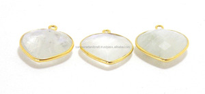 925สเตอร์ลิงสีรุ้งมูนสโตนพลอยสีขาวชุบทองรูปทรงลูกแพร์ตัวเชื่อมต่อแบบฝาปิดแบบเดี่ยวอัญมณีหลวม - Product Image 4