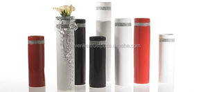 Florero cilíndrico de Metal con acabado blanco de Venta caliente para el hogar y la boda florero de Metal decorado hecho a mano en la India - Product Image 6