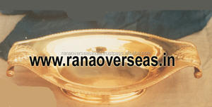 Plat de service en forme de bateau, plat en laiton avec Base pour vaisselle, articles d'hôtel, articles à domicile et Restaurant - Product Image 2