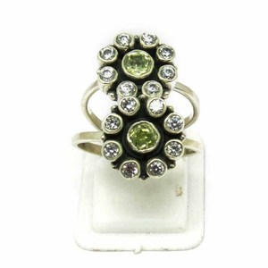 Shri Ashapura Jewels Gorgeous Green & White CZ Bezel Set Bohemian 925 Sterling <b>Silver</b> Gemstone <b>Toe</b> <b>Rings</b> for Wedding/Engagement - Product Image 5