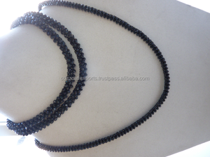 Collier de perles à facettes noires en spinelle naturelle pour femmes Vintage pour la fête de mariage calibré 2mm-2.5mm cadeau américain - Product Image 2