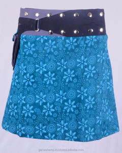 Falda Cruzada Estilo Gitano con Estampado Exótico en Tono Azul Glacial con Cinturón HHCS 111 I - Product Image 2