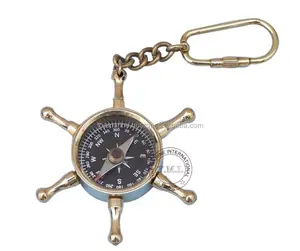航海黄铜轮指南针钥匙链-航海黄铜促销礼品家居装饰