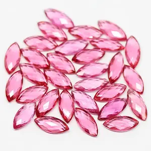Rubellite Pink Tourmaline faceted marquise briolette beads,