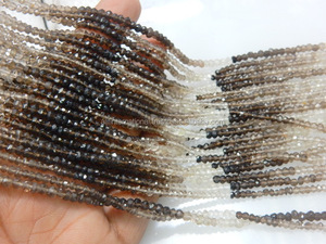 Proveedor global a granel de piedras preciosas de cuarzo ahumado natural, cuentas sueltas Rondelle facetadas, piedra de cristal negra/marrón, precio de fábrica - Product Image 6