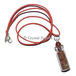 Chips de jaspe rojo y colgantes de cuentas de ágata en una botella Botella colgante de piedras preciosas en línea ¡Compre ahora! - Product Image 1