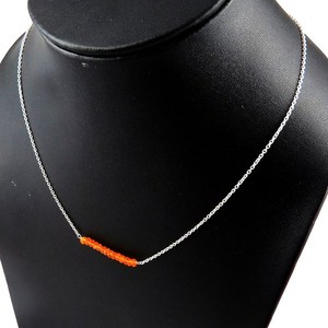 Collar de Plata de Ley con Dije de Cornalina Naranja Impecable y Cadena de Caja, Estilo Bohemio para Mujeres y Niñas - Product Image 1