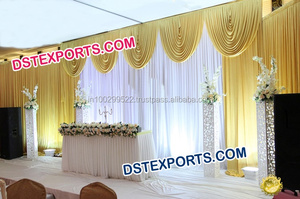 Modern Style Lightweight Wedding <b>Stage</b> Party Backdrop Decoration Fabric Draped Mandap Curtains with Customizable Size & Color - Product Image 4