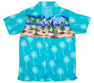 Design imprimé personnalisé drôle 100% Polyester vêtements de plage de villégiature imprimé hommes portent chemise de plage hawaïenne à manches courtes - Product Image 4