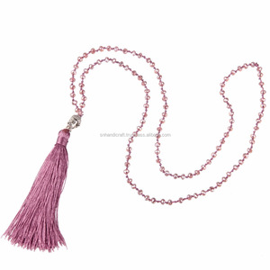 Collier à pampilles avec tête de Bouddha et perles de cristal, bijoux de mode, créations artisanales - Product Image 1