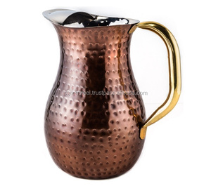 Pichet à eau antique en acier inoxydable, carafe résistante, pot à eau glacée en métal, pichet à eau froide en verre en acier inoxydable - Product Image 3