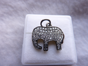 Colgantes de elefante de pavé de diamante, colgante de oro de 14k, dijes de Plata de Ley 925, colgante - Product Image 5