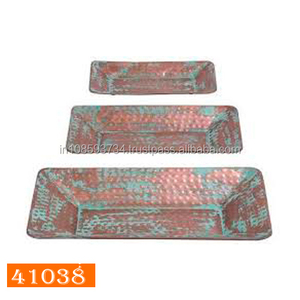 ชุดจานแบบตีด้วยโลหะทองแดงบริสุทธิ์3ชิ้นถาดเสิร์ฟผลไม้แห้งเป็นมิตรต่อสิ่งแวดล้อม - Product Image 1