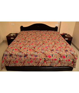 Handmade Vintage Bird of Paradise Kantha <b>Quilt</b> Washable Cotton <b>Bed</b> Cover with Bird Print <b>for</b> Home or Hotel Use - Product Image 2