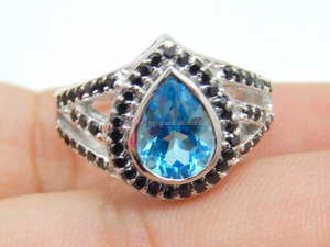 Elegante anillo de compromiso de piedras preciosas de cuarzo Topacio Azul de Plata de Ley 925 para aniversarios de bodas-Idea de regalo - Product Image 3