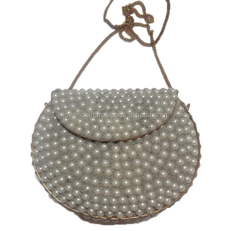 Envelope Box White Personalized Women Handbag Pearl Decoration Metal clutch Evening Bag Custom Color Fashion Clutch Purse