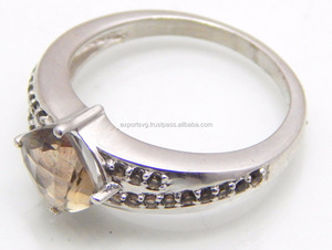 Anillo de boda de compromiso de piedras preciosas de cuarzo ahumado clásico certificado CMA para mujer, joyería de moda de Plata de Ley 925 - Product Image 4