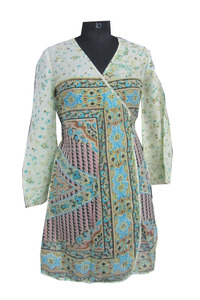 เดรสสั้นผ้าไหมวินเทจพิมพ์ลายแฟชั่นสำหรับผู้หญิง - Product Image 3