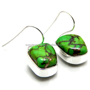 Nueva llegada 925 pendientes de gota de plata esterlina cobre Natural turquesa piedra preciosa chapada en oro joyería de moda regalo de fiesta para ella - Product Image 3