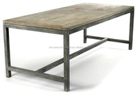 Table à manger pliante classique contemporaine, faite à la main, en bois ancien naturel, base en fer, finition laquée, meubles pour la maison, cuisine, villa, hôtel
