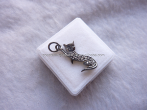 Silver Cat <b>Accessories</b> 925 Sterling Silver Paved Diamond <b>Cute</b> Party Connector Charm for Necklace and Bracelet - Product Image 6