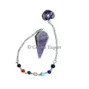 Péndulo de Cristal Hecho a Mano con Base de Amatista y Elementos Decorativos Coloridos para Uso Artístico Coleccionable de Feng Shui - Product Image 4